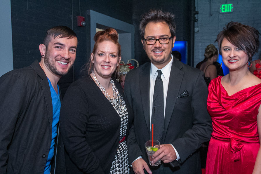 Fellow fashion designer Gino Velardi next to Deedee Vicory backstage.
