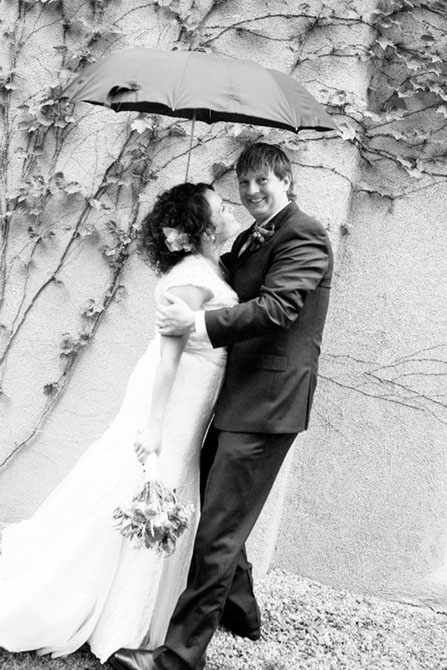 The "Teresa" wedding gown... made of english netting and lace... 